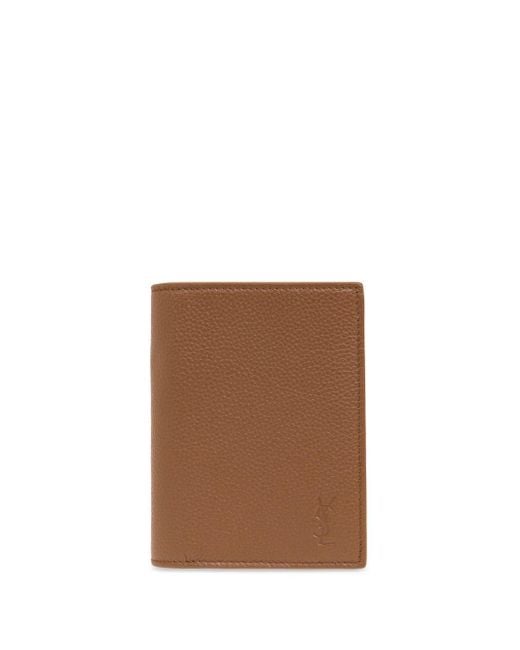 Saint Laurent Brown Logo-debossed Leather Wallet for men