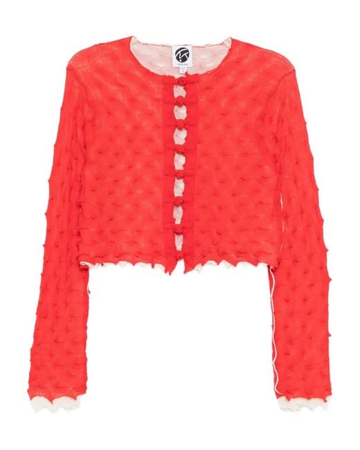YANYAN KNITS Red Borlor Cardigan