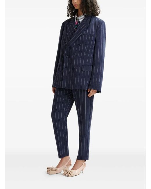 Essentiel Antwerp Blue Host Pinstriped Tapered Trousers