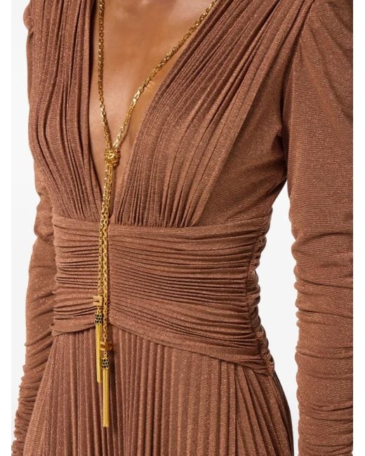 Elisabetta Franchi Geplooide Maxi-Jurk in het Brown