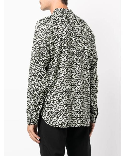 Dundas Gray Monogram Button-Up Shirt for men