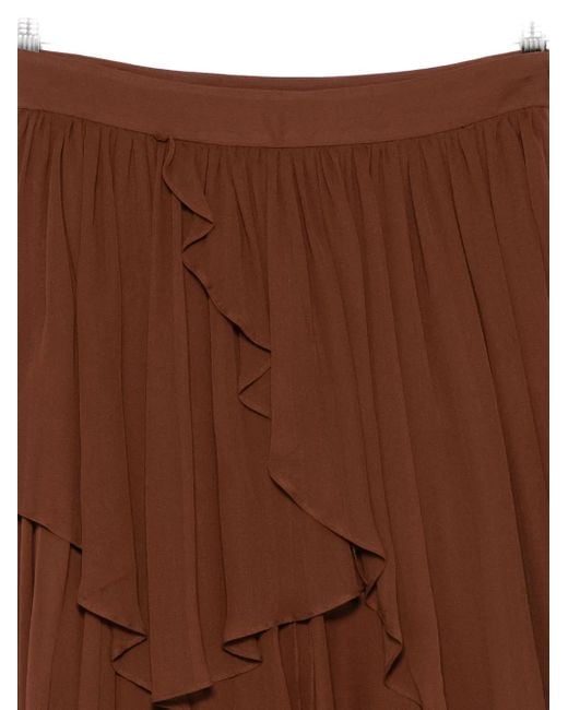 Zimmermann Brown Ruffle-Details Midi Skirt