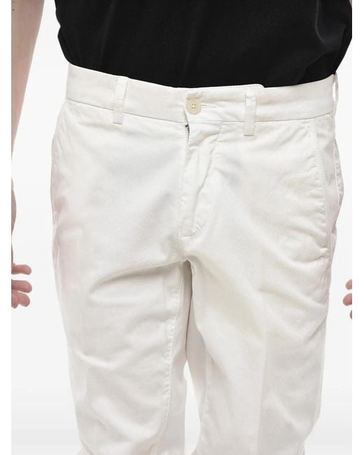 Corneliani White Cotton Twill Chino Trousers for men