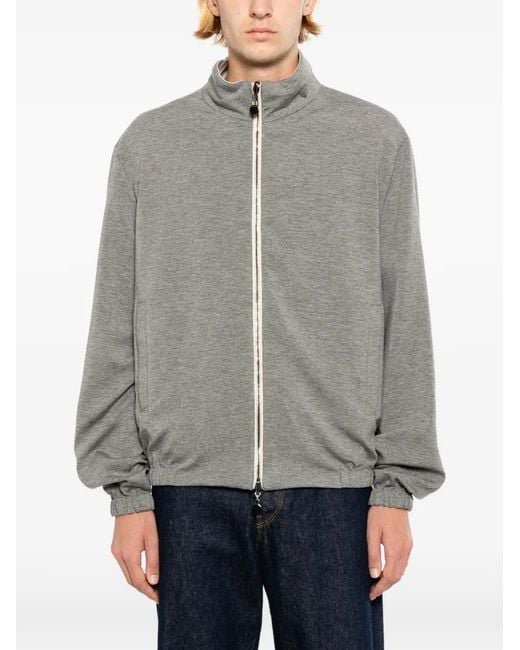 Kiton Blue Zip-Up High-Neck Jacket for men
