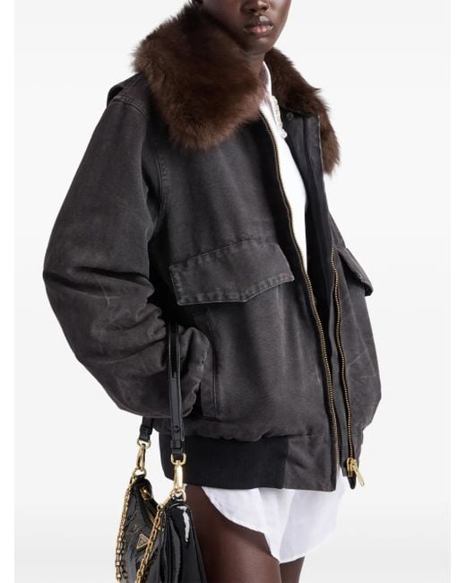 Prada Black Gefütterte Jacke
