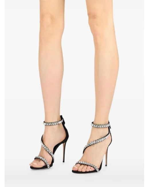 Casadei Black Julia Heaven Crystal-Embellished Wrap-Around Sandals