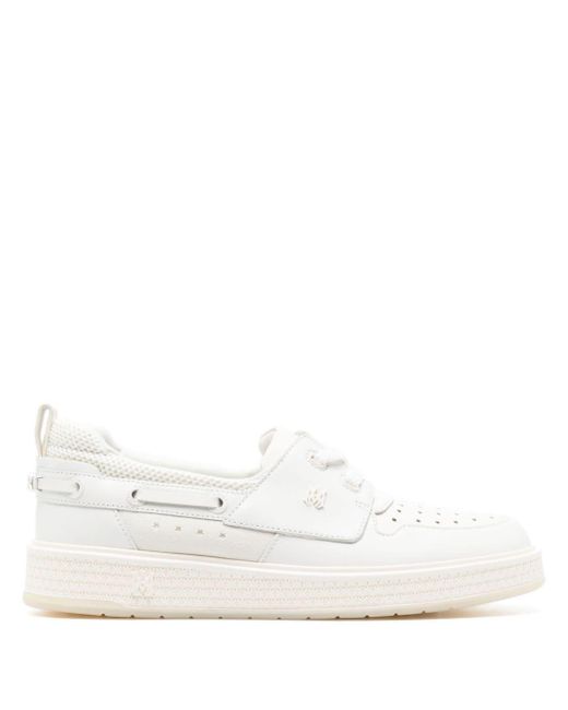 Amiri White Perforated Leather Boat Shoes for men