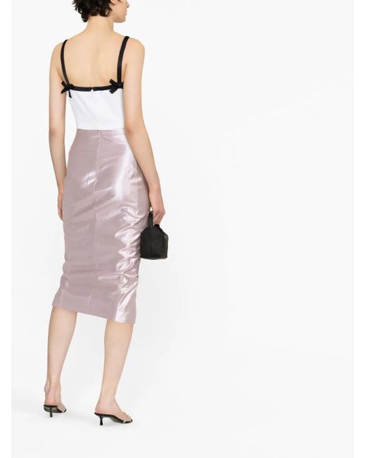 MSGM White Bow-detail Crop Top