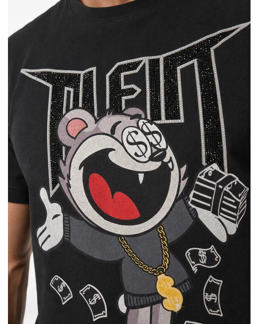 Philipp Plein Black Jersey T-Shirt Money Bear for men
