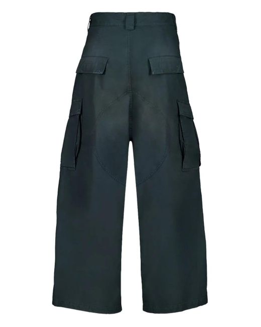 Balenciaga Men's Blue Washed-Cotton Cargo Pants