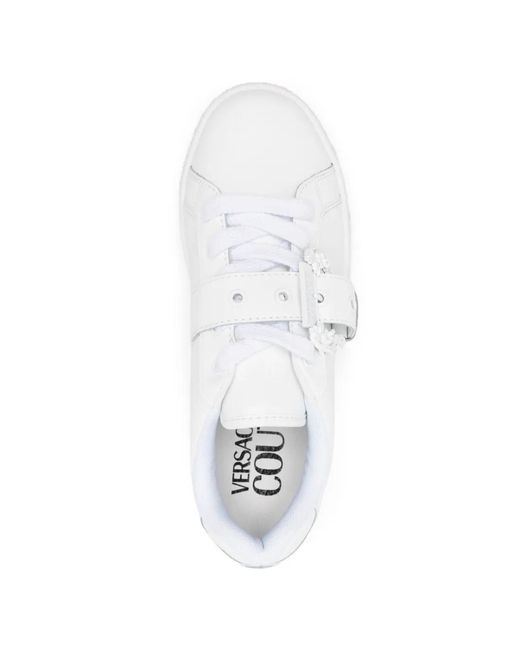 Versace Jeans Couture White Buckle-Strap Sneakers