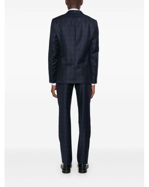 Zegna Blue Checked Suit for men