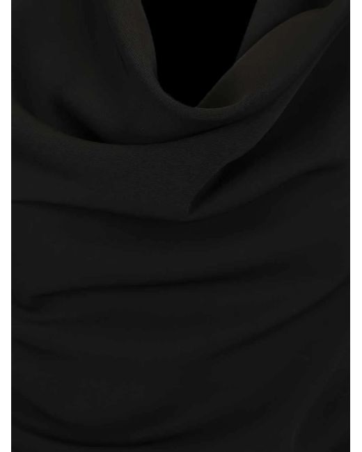 Al Duca D'aosta Black Cowl-Neck Wrap Mid Dress