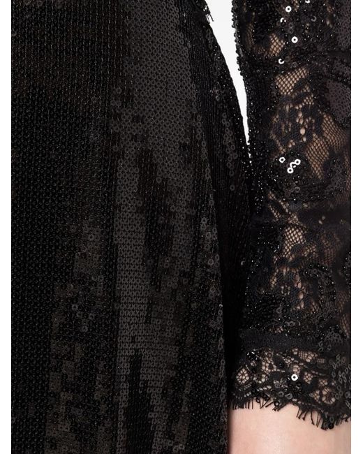 Nissa Black Sequin-Embellishment Off-Shoulder Midi Dress