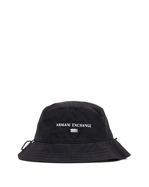 ARMANI EXCHANGE Logo-Print Bucket Hat in Blue for Men | Lyst