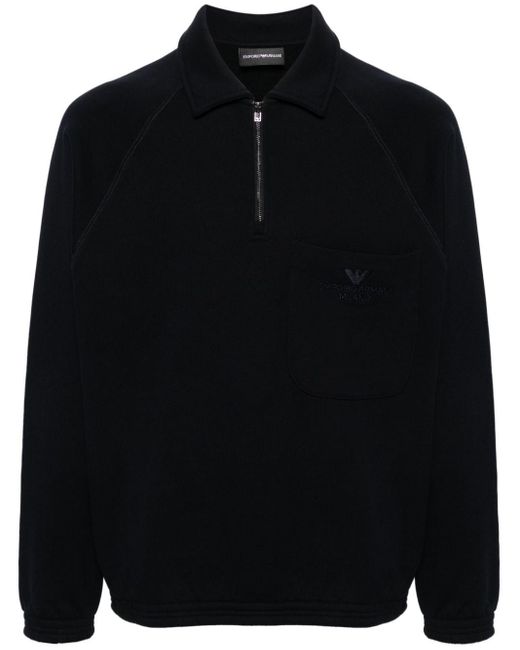 Emporio Armani Katoenen Poloshirt Met Geborduurd Logo in het Black voor heren