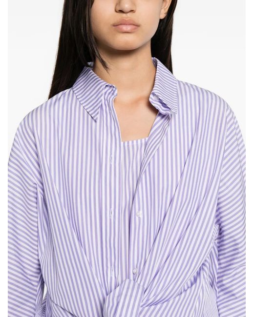 Manuel Ritz Purple Striped Tie-Waist Mini Dress