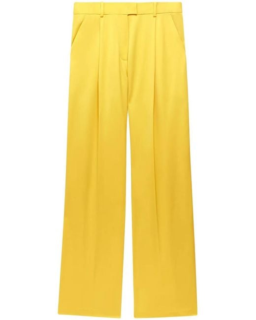 Another Tomorrow Yellow Pleated Merino-Wool Trousers