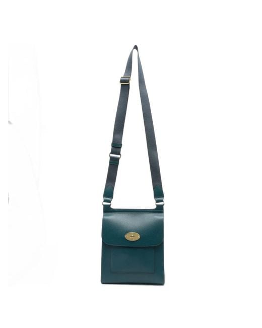 Mulberry Blue Antony Small Grain Leather Shoulder Bag