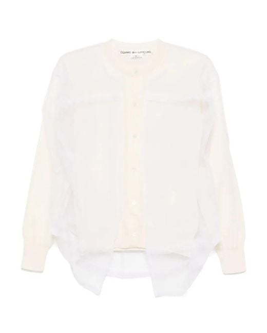 Comme des Garçons White Wool Cardigan