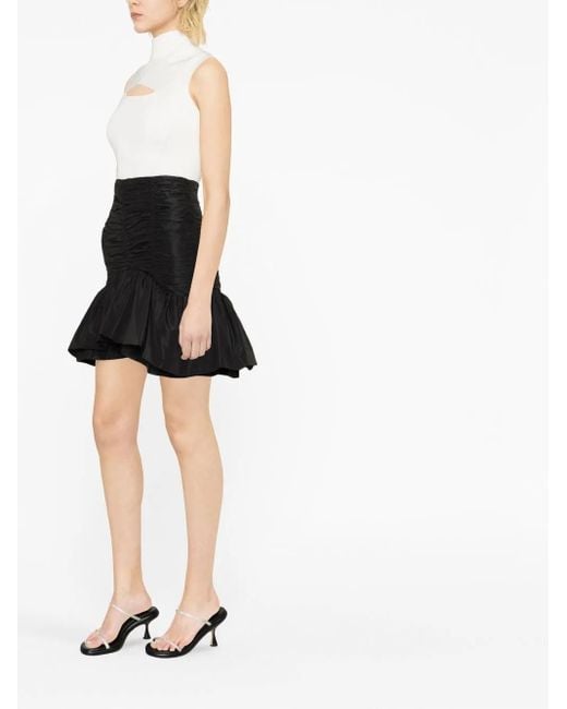 Patou Black Bloom Ruffled Miniskirt