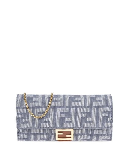 Fendi Gray Logo-Patterned Clutch Bag