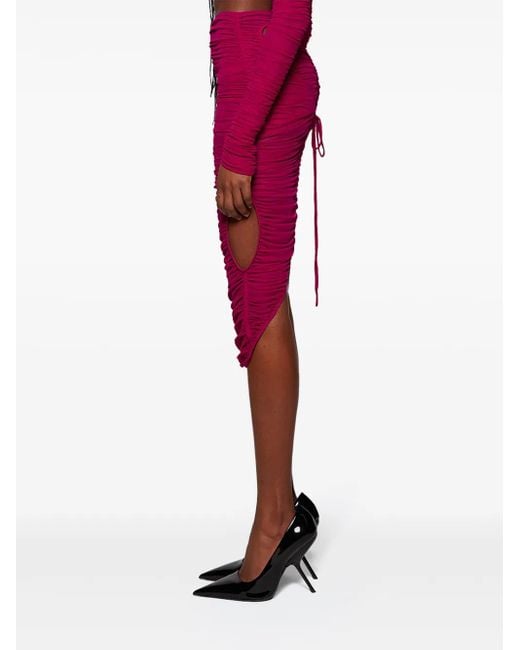 Mugler Red Jupe Pencil Skirt