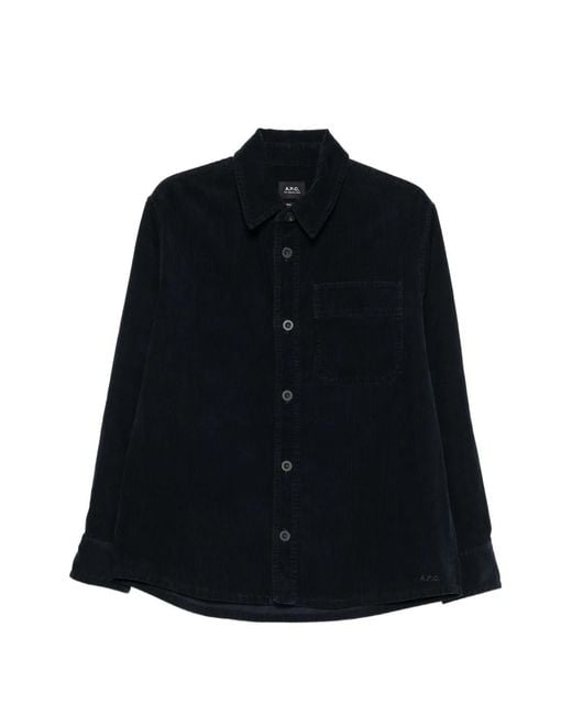A.P.C. Black Corduroy Chest-Pocket Shirt for men