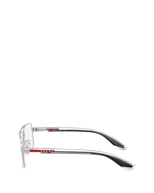Prada Linea Rossa White Rectangle-Frame Glasses