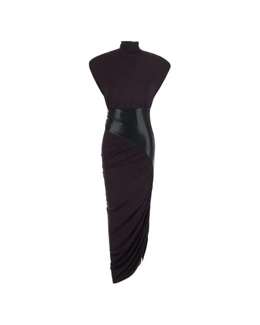 ANDAMANE Blue Ursula Ruched High-Neck Maxi Dress