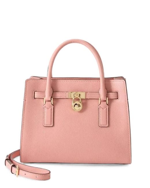 Michael Kors Pink Padlock-Detail Leather Tote Bag