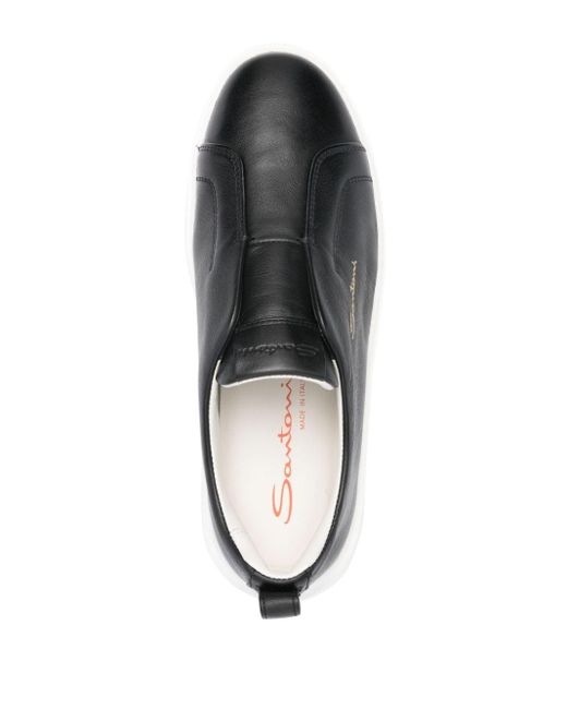 Santoni Gray Slip-on Leather Sneakers