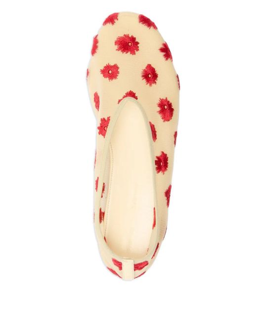 Proenza Schouler Pink Tee Floral-Embroidered Ballet Flats