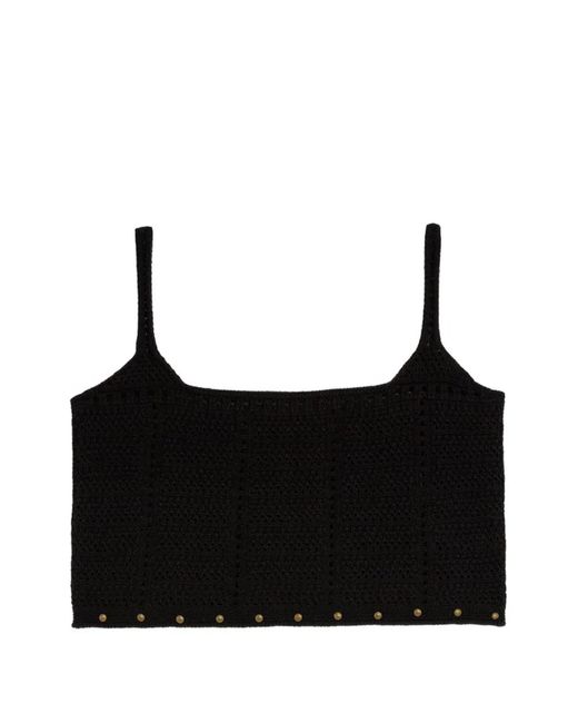 A PAPER KID Black Studded Knitted Top