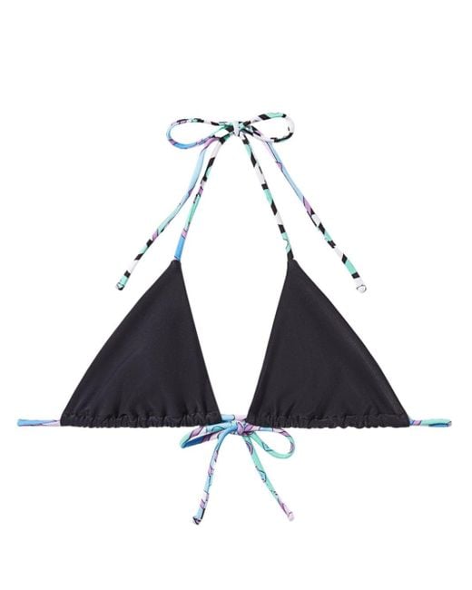 Emilio Pucci Blue Vivara-print Bikini Top