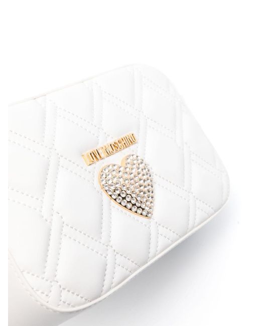 Love Moschino White Heart-plaque Cross Body Bag
