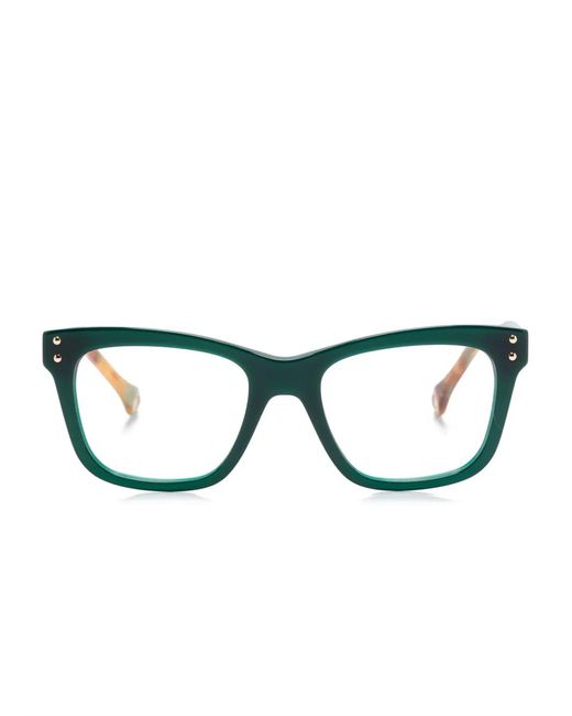Carolina Herrera Green Square Acetate Engraved Glasses