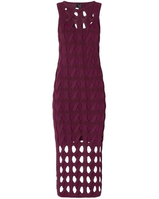 Pinko Purple Cut-Out Design Midi Dress With Fitted Silhouette