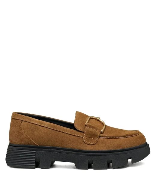Geox Brown Vilde Buckle Lug-Sole Loafers