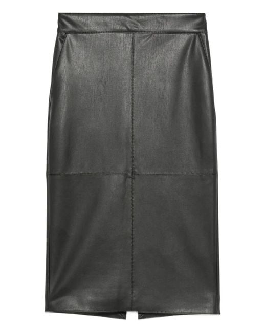 Elisabetta Franchi レザー ペンシルスカート Gray