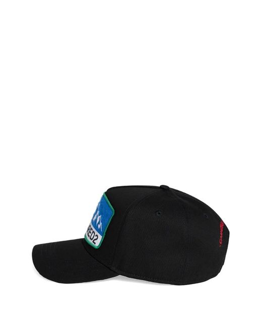 DSquared² Black Logo-Patch Baseball Cap for men