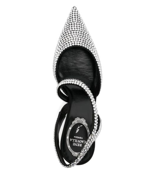 Rene Caovilla Black 90Mm Crystal-Embellished Pumps