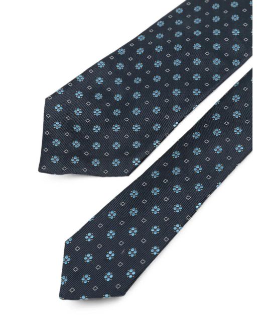 Kiton Blue Floral-Pattern Tie for men
