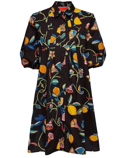 LaDoubleJ Black Lemon-Print Short Dress