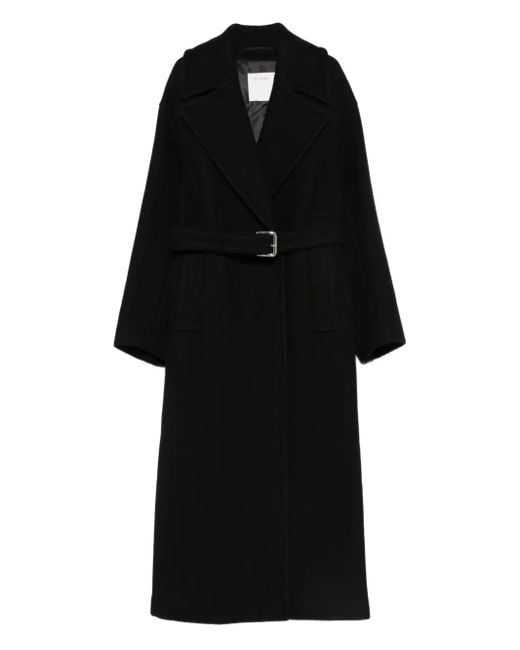 Sportmax Black Virgin-Wool Belted Coat