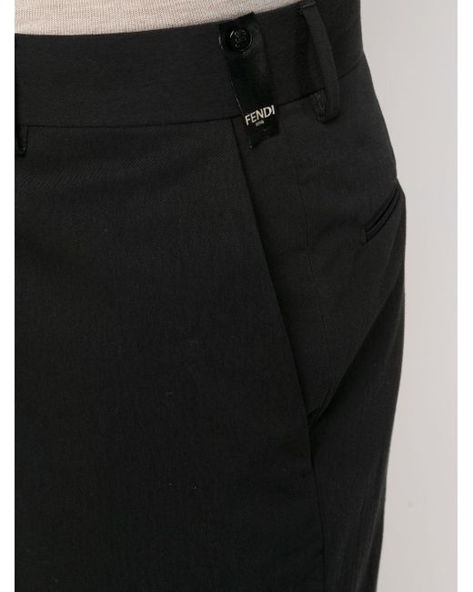 Fendi Black Logo-patch Tailored Shorts for men