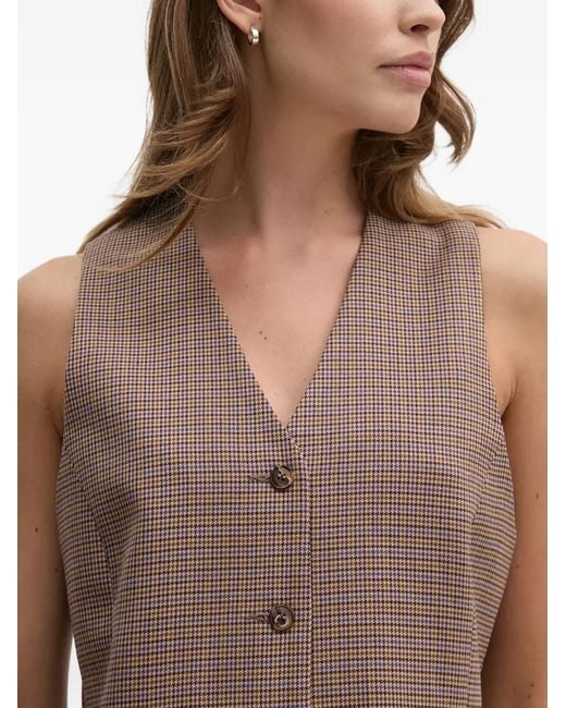 La Petite Francaise Brown Gratifiant Houndstooth V-Neck Waistcoat