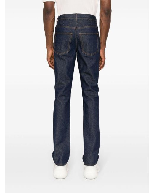 Gucci Blue GG-embossed Straight-leg Jeans for men
