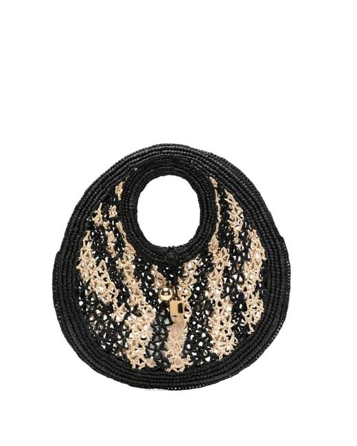 Jacquemus Black La Croisière Spiaggia Raffia Circle Bag