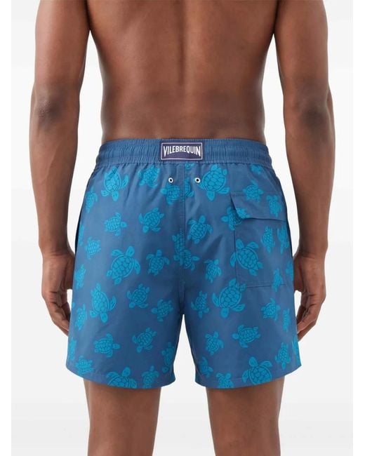 Vilebrequin Blue Turtle-Print Swim Shorts for men